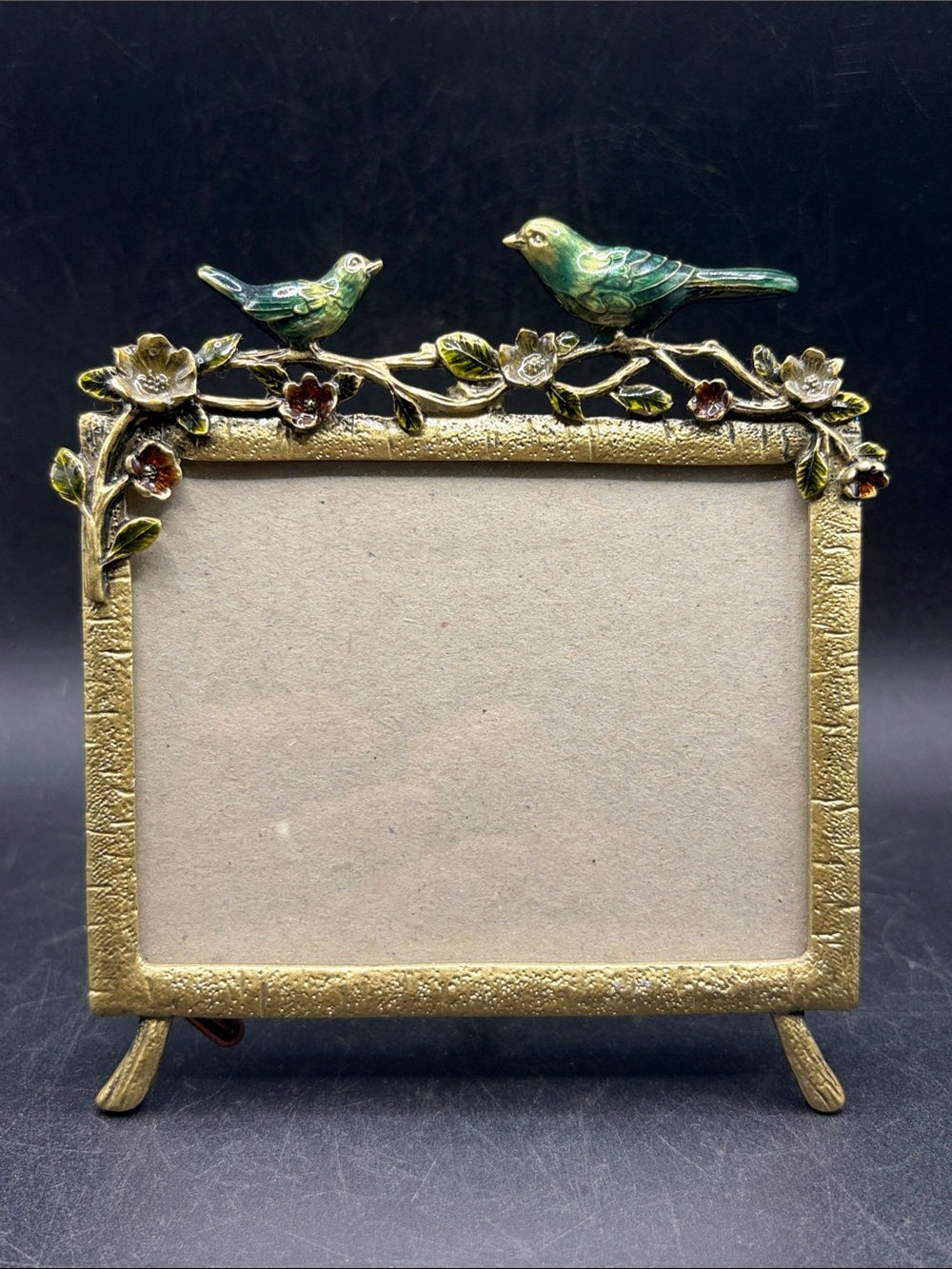 Pier 1 Imports Birds & Florals Enameled Metal Picture Frame Cottagecore Decor